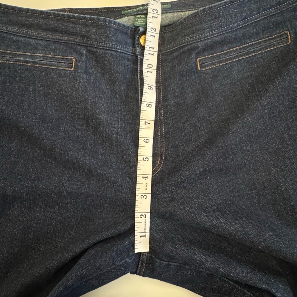 Lauren Jeans Co Ralph Lauren Jeans Dark Blue Straight Leg Denim Trousers Size 16 - Picture 9 of 10